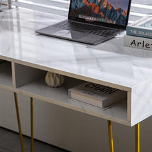 将图片加载到图库查看器，Marble Iron Foot Computer Table [103x55x80cm] White
