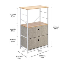 将图片加载到图库查看器，Nightstand 2-Drawer Shelf Storage - Bedside Furniture &amp; Accent End Table Chest For Home, Bedroom, Office, College Dorm, Steel Frame, Wood Top, Easy Pull Fabric Bins, Linen / Natural
