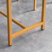 将图片加载到图库查看器，[107 x 47 x 92]cm PVC Marble Simple Bar Table   Round Bar Stool Golden Paint (One Table and Two Stools) White
