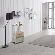 将图片加载到图库查看器，Nightstand 2-Drawer Shelf Storage - Bedside Furniture &amp; Accent End Table Chest For Home, Bedroom, Office, College Dorm, Steel Frame, Wood Top, Easy Pull Fabric Bins, Linen / Natural
