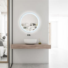 将图片加载到图库查看器，LED Bathroom Vanity Mirror with Light, 24 Inches Round Shape, Dimmable Anti-Fog Backlit Wall Mounted Defogger Circle Makeup Mirror, CRI 90 , Color Temperature 5000K
