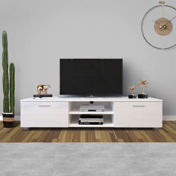 White TV Stand for 70 Inch TV Stands, Media Console Entertainment Center Television Table, 2 Storage Cabinet with Open Shelves for Living Room Bedroom