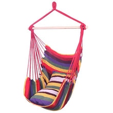 将图片加载到图库查看器，Distinctive Cotton Canvas Hanging Rope Chair with Pillows Rainbow
