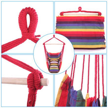 将图片加载到图库查看器，Distinctive Cotton Canvas Hanging Rope Chair with Pillows Rainbow

