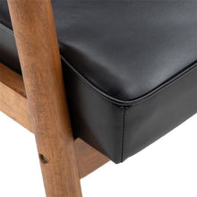 将图片加载到图库查看器，(75 x 69 x 84)cm Retro Modern Wooden Single Chair,Black PU
