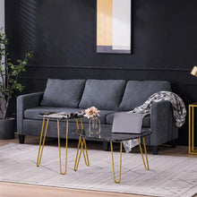 将图片加载到图库查看器，[84 x 83 x 46]cm Marble Iron Foot Coffee Table Side Table Set of 2 Black
