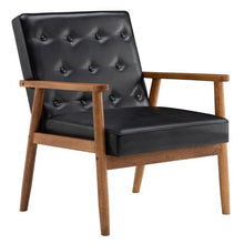 将图片加载到图库查看器，(75 x 69 x 84)cm Retro Modern Wooden Single Chair,Black PU
