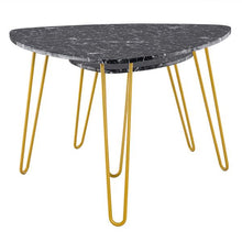 将图片加载到图库查看器，[84 x 83 x 46]cm Marble Iron Foot Coffee Table Side Table Set of 2 Black
