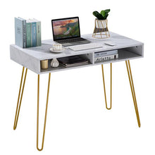 将图片加载到图库查看器，Marble Iron Foot Computer Table [103x55x80cm] White
