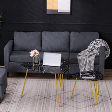 将图片加载到图库查看器，[84 x 83 x 46]cm Marble Iron Foot Coffee Table Side Table Set of 2 Black
