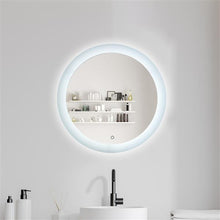 将图片加载到图库查看器，LED Bathroom Vanity Mirror with Light, 24 Inches Round Shape, Dimmable Anti-Fog Backlit Wall Mounted Defogger Circle Makeup Mirror, CRI 90 , Color Temperature 5000K
