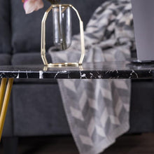 将图片加载到图库查看器，[84 x 83 x 46]cm Marble Iron Foot Coffee Table Side Table Set of 2 Black
