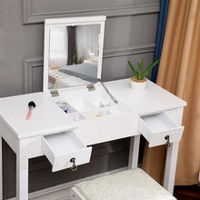 将图片加载到图库查看器，【FCH】Flip Single Mirror Double Drawers Straight Feet Dresser White
