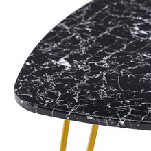 将图片加载到图库查看器，[84 x 83 x 46]cm Marble Iron Foot Coffee Table Side Table Set of 2 Black

