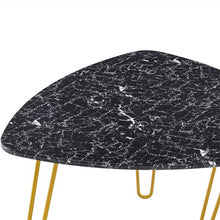 将图片加载到图库查看器，[84 x 83 x 46]cm Marble Iron Foot Coffee Table Side Table Set of 2 Black
