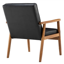 将图片加载到图库查看器，(75 x 69 x 84)cm Retro Modern Wooden Single Chair,Black PU
