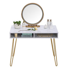 将图片加载到图库查看器，Marble Iron Foot Computer Table [103x55x80cm] White
