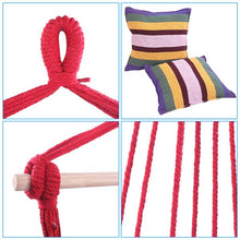 将图片加载到图库查看器，Distinctive Cotton Canvas Hanging Rope Chair with Pillows Rainbow
