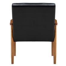 将图片加载到图库查看器，(75 x 69 x 84)cm Retro Modern Wooden Single Chair,Black PU

