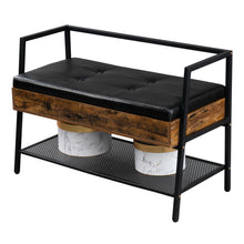将图片加载到图库查看器，Shoe Storage Bench, Industrial Hidden Shoe Rack Bench Organizer with Storage Chest, Mesh Shelf for Entryway, Mushroom, Living Room(Rustic Brown)
