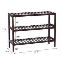 将图片加载到图库查看器，100% Bamboo Shoe Rack Bench, Shoe Storage, 3-Layer Multi-Functional Cell Shelf, Can Be Used For Entrance Corridor, Bathroom, Living Room And Corridor 70 * 25 * 55 Dark Brown
