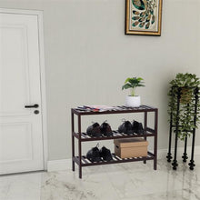 将图片加载到图库查看器，100% Bamboo Shoe Rack Bench, Shoe Storage, 3-Layer Multi-Functional Cell Shelf, Can Be Used For Entrance Corridor, Bathroom, Living Room And Corridor 70 * 25 * 55 Dark Brown
