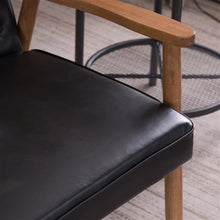 将图片加载到图库查看器，(75 x 69 x 84)cm Retro Modern Wooden Single Chair,Black PU
