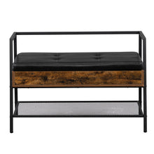 将图片加载到图库查看器，Shoe Storage Bench, Industrial Hidden Shoe Rack Bench Organizer with Storage Chest, Mesh Shelf for Entryway, Mushroom, Living Room(Rustic Brown)

